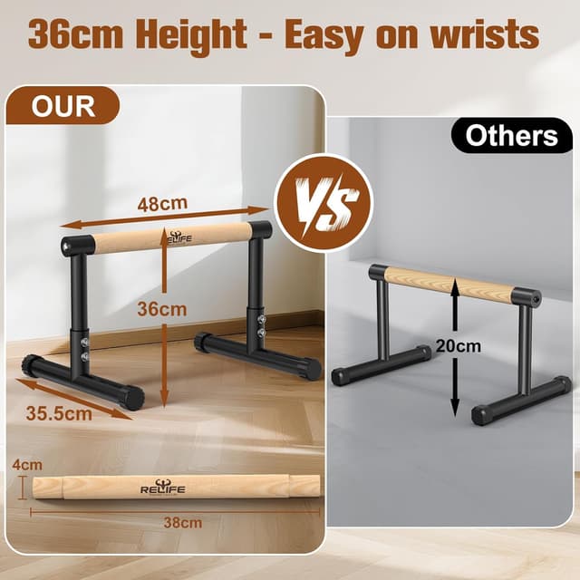 Detalle de RELIFE REBUILD YOUR LIFE Dip Station Dip-Bar: einstellbare Dip-Ständer für Calisthenics & Ganzkörpertraining