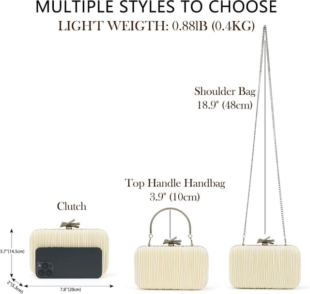 Detalle 2 de Milisente clutch bag for women with top handle, pleated satin finish and antique brushed gold clasp