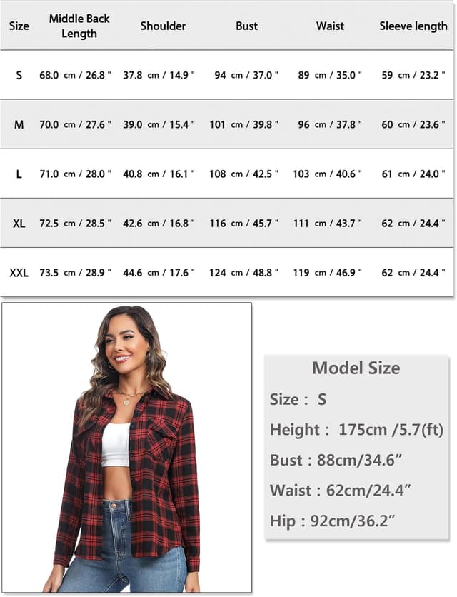 Detalle de Irevial Blouses chic en coton à carreaux, boutonnée, manches longues