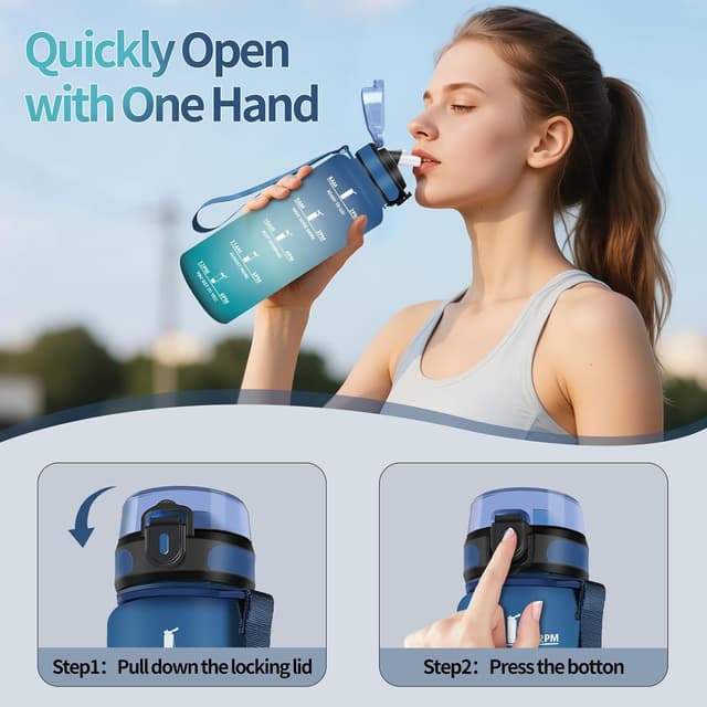 Detalle 2 de Motswedi borraccia 1500 ml con cannuccia, motivazionale senza BPA