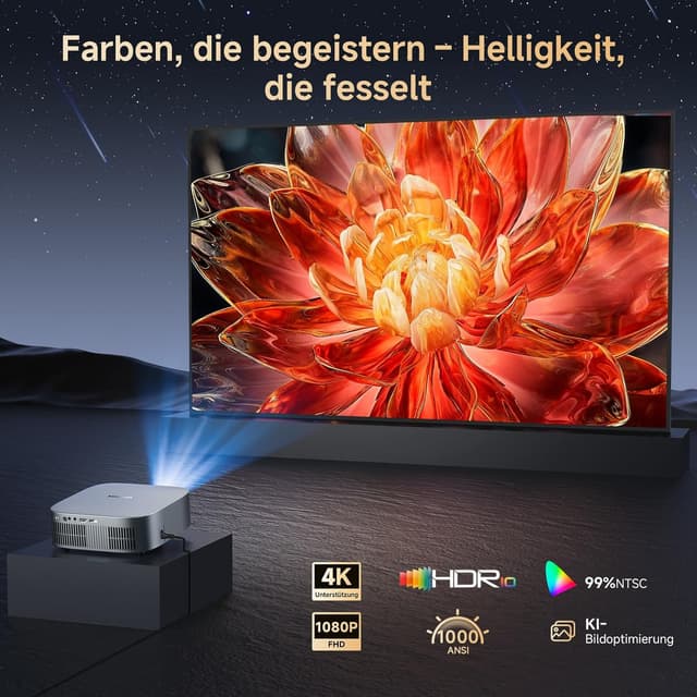 Detalle de KOGATA Smart Beamer 4K (Kurzdistanz) mit Autofokus, 6D-Trapezkorrektur, Netflix & Dolby Audio