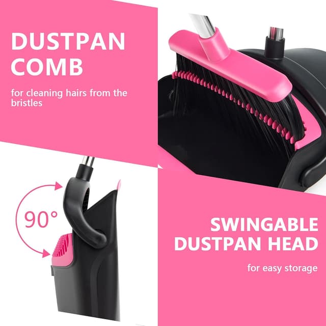 Thumbnail 4 de XXFLOWER Dustpan and Brush Set Long Handled 51.2in