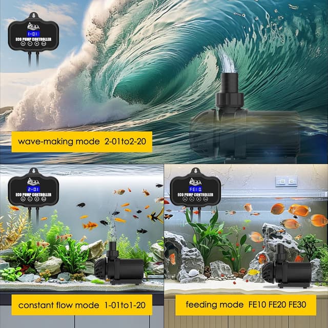 Thumbnail 4 de AQQA Aquarium Wasserpumpe 30W mit 3.000 l/h – einstellbare Tauchpumpe für Zirkulation, Wasserfall & Füttermodus