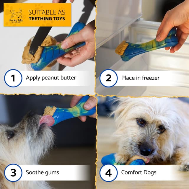 Thumbnail 6 de Perky Tails Almost Indestructible Dog Toys (16.5cm) – Bacon Flavour Hard Nylon Chew Toy, 2-Pack