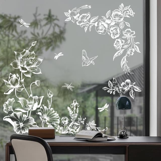 Thumbnail 1 de Supzone Stickers Fenêtre Fleurs Blanches 30x60 cm