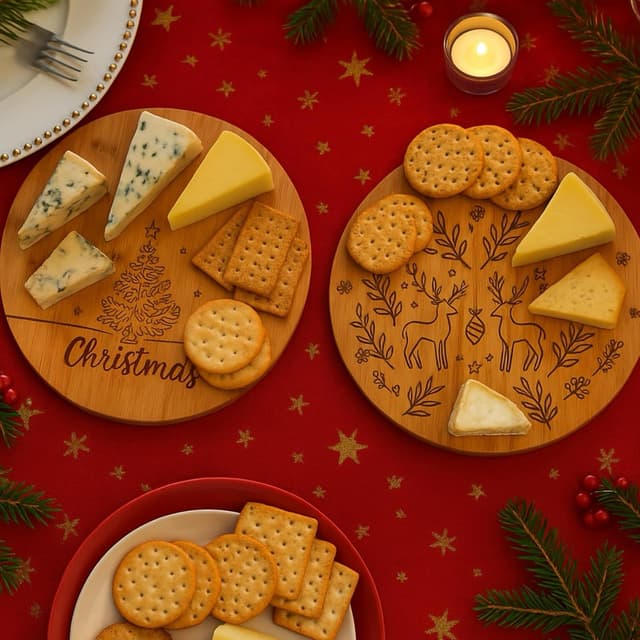 Thumbnail 5 de eBoutik Christmas Round Bamboo Serving Board