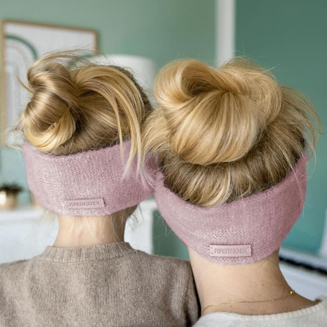 Detalle de Papierdrachen Strick-Haarband für Damen (rosa) – elastisch, bequem & handwaschbar