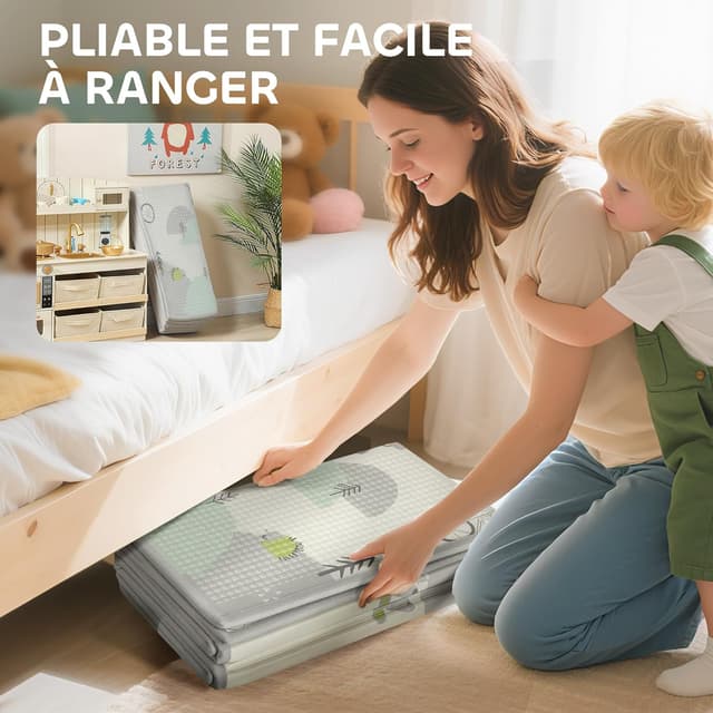 Detalle 2 de AIYAPLAY Tapis de jeu bébé pliable et réversible 200 x 150 x 1,5 cm, mousse antidérapante et imperméable
