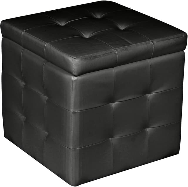 Detalle 2 de Pouf contenitore in ecopelle nero 45 cm