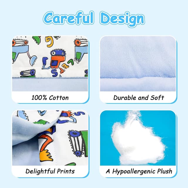 Detalle de ComfortAce Sydney baby blanket (100% cotton, animal print) – Candy Blue, 100 x 130cm