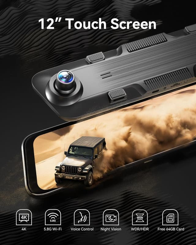 Detalle 2 de WOLFBOX G850 12" 4K Mirror Dash Cam