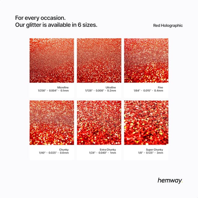 Detalle 2 de Holographic Red Glitter Shaker (130g) – Super Chunky Metallic Flake Red Sequins for Resin, Crafts & Nail Art