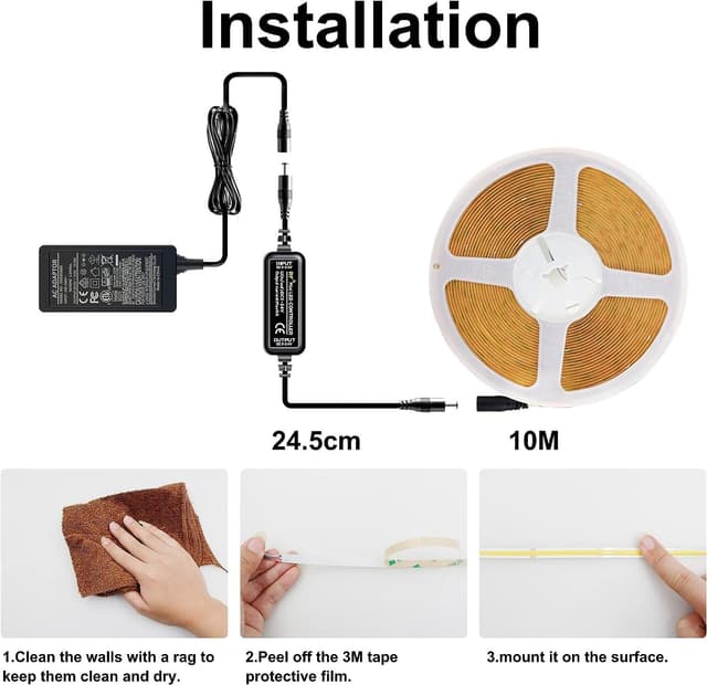 Thumbnail 3 de BERIXDEEP 384 LEDs/m COB LED Streifen 10m 3000K