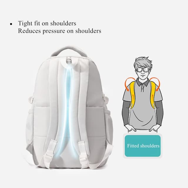 Detalle de LANSHIYA Kids’ Middle School Backpack (with coin pouch) – lightweight, breathable back & rain-resistant school bag