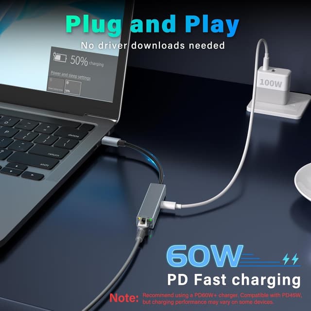 Thumbnail 4 de USB C auf Ethernet Adapter 60W PD đ