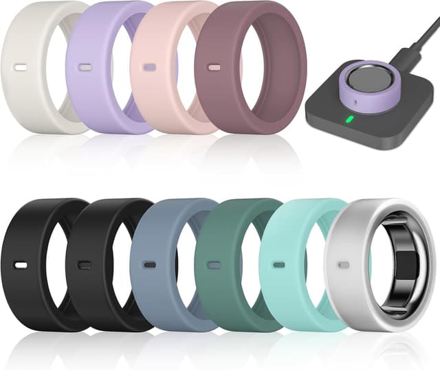 Detalle de 12-Pack Silicone Ring Covers compatible with Oura Ring Gen 4/4 Ceramic, Oura Gen 3 & Ultrahuman Ring