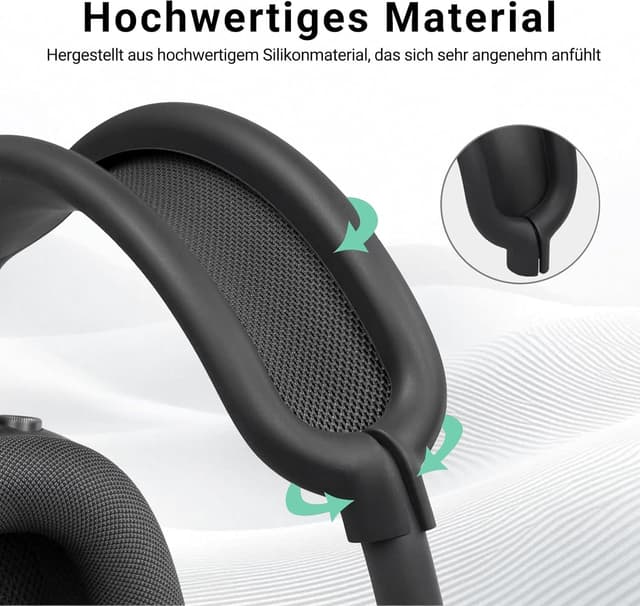 Thumbnail 6 de Tuocal 3-in-1 Hülle für AirPods Max: Silikon-Schutz für Ohrpolster & TPU-Case (schwarz)