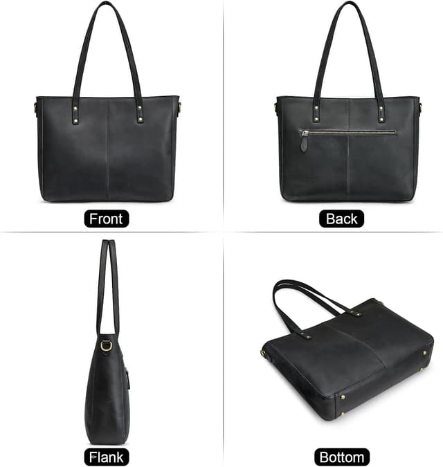 Detalle 2 de S-ZONE Donna Borsa a Tracolla in Vera Pelle Crazy Horse vintage con scomparto per PC 15,6”