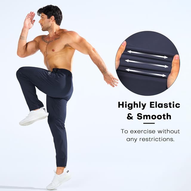 Detalle de Brokig Men’s Gym Tracksuit Bottoms (Cooling Joggers) – Drylite stretch running and golf trousers