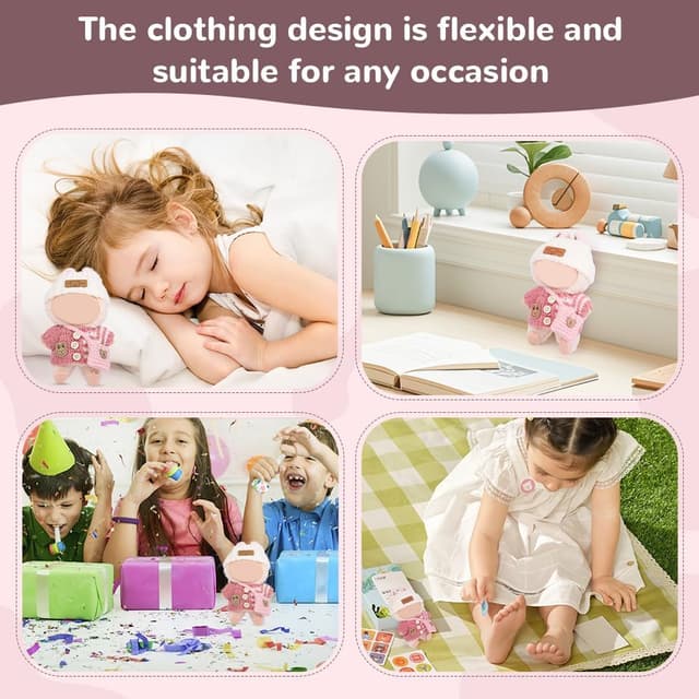 Thumbnail 6 de Vicloon 3 pcs doll clothes set for 17cm sitting dolls – red sweater, shoulder bag and hat