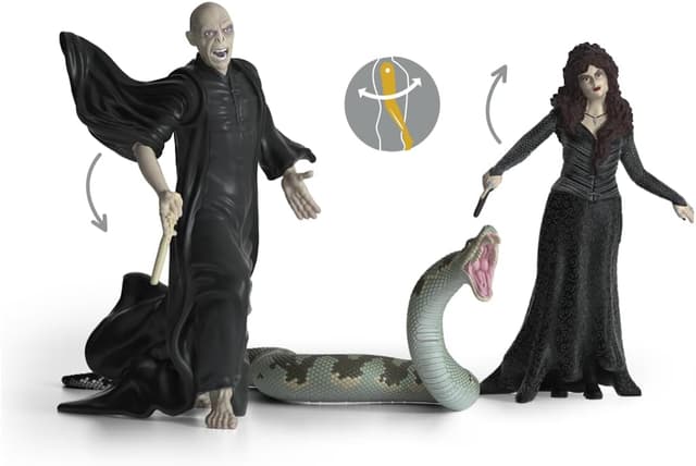 Detalle de Schleich Harry Potter 3-Piece Figurines Set (Voldemort, Bellatrix Lestrange & Nagini) – 42684