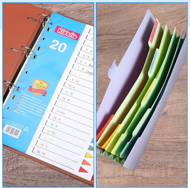 Detalle de FUYOAL A4 File Dividers (3-pack, 20 tabs each) A–Z coloured plastic index dividers