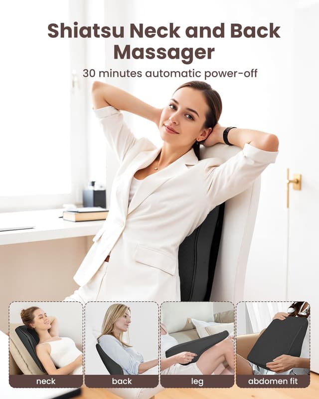 Detalle 2 de COMFIER Back Massager with Heat – Shiatsu Neck & Back Massage Pillow with Kneading Nodes