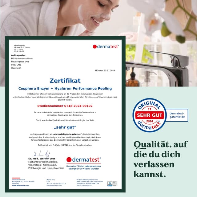 Detalle de Enzym Peeling Gesicht mit Hyaluron (100% vegan, Enzym Powder) – sanfte Porenreinigung für glatte Haut