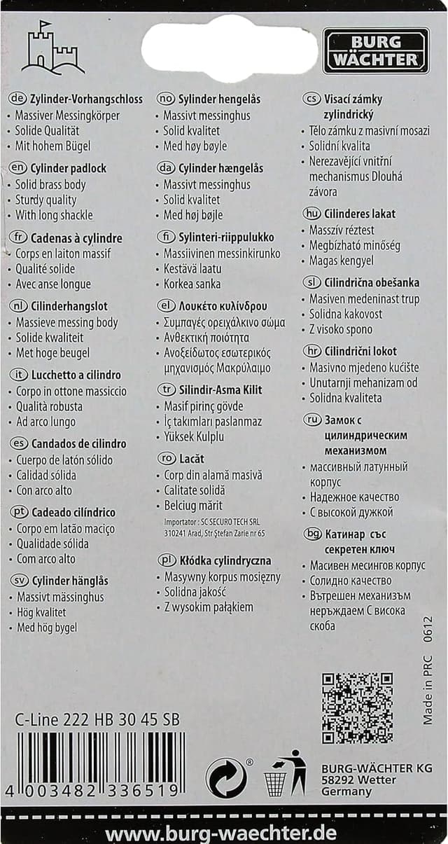 Detalle 2 de Cadenas à cylindre BURG-WÄCHTER C-Line 222 HB