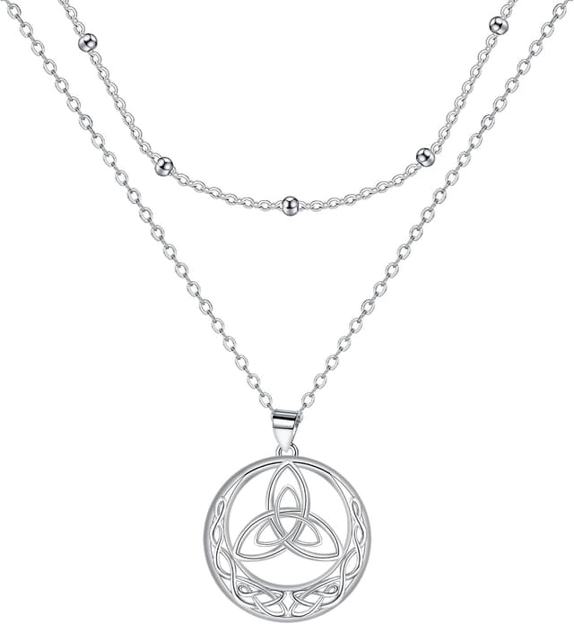 Detalle de Collier pour femme en argent sterling 925 J.MUEN – pendentif nœud de sorcière, chaîne 45 + 5 cm avec boîte cadeau