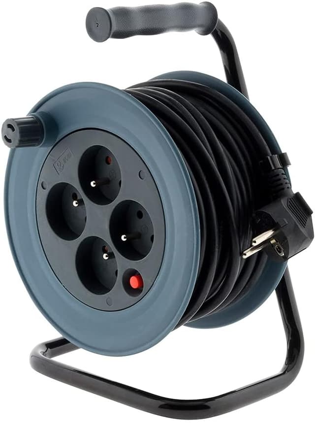 Detalle de Zenitech Haushalts-Kabeltrommel 4×2P+T – 15 m, grau