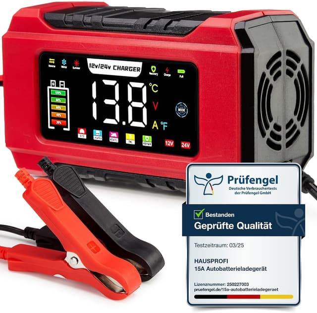 Detalle de HAUSPROFI 15A Autobatterieladegerät 12V/24V