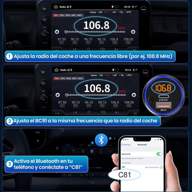 Thumbnail 6 de GizmoVine Transmisor FM Bluetooth Coche 48W