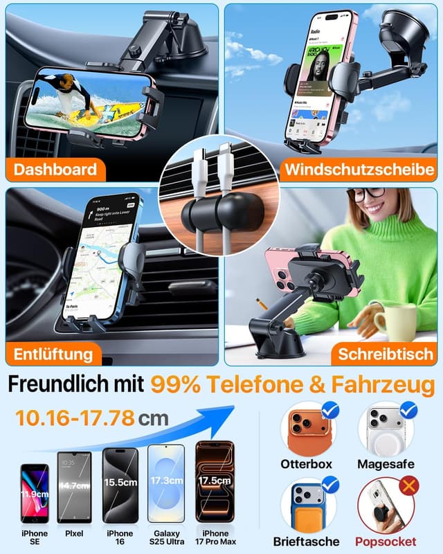 Detalle 1 de Militär-Klasse 4-in-1 Handyhalterung 36 kg