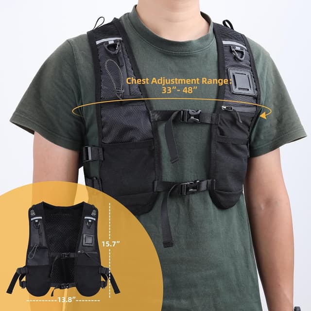 Detalle 2 de PELLOR Running Vest with 8 Pockets – Lightweight Reflective Hydration Backpack for Trail, Marathon, Cycling & Hiking
