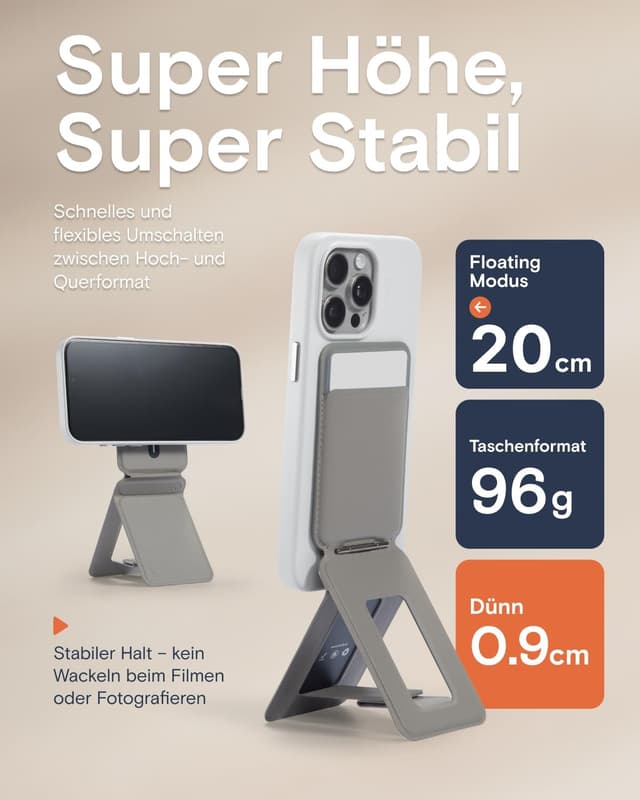 Detalle 2 de MOFT Handy Stativ für Smartphone (Ultra dünn & tragbar) mit MOVAS veganem Leder, MagSafe-Kartenhalter – 3-in-1 Taupe