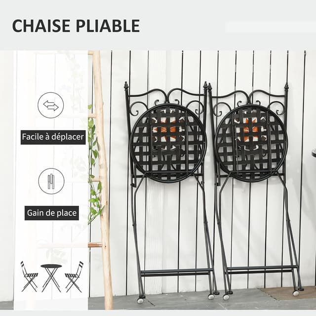 Thumbnail 4 de Outsunny Ensemble Bistro 2 Places 3 pièces