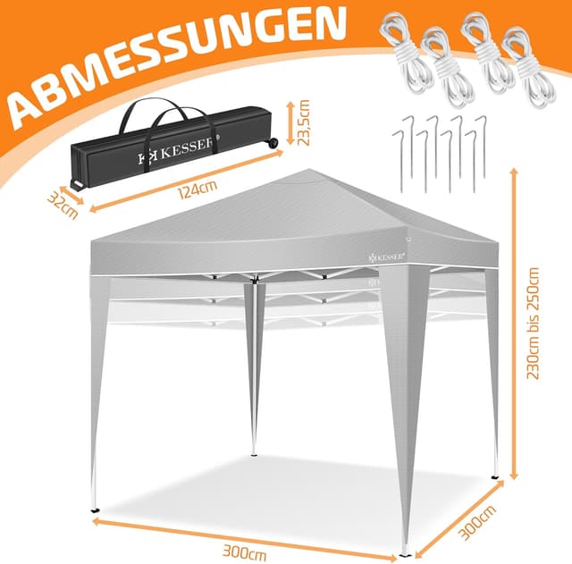 Thumbnail 5 de KESSER® Carpa Plegable 3x3m 🏕️ Proteccion UV, Impermeable y Resistente