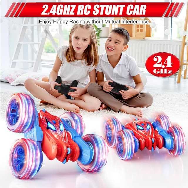 Detalle de Spider Remote Control Car — 360° Stunt RC for Kids (4WD, LED Wheel Lights, 2.4GHz, USB-C Charging)