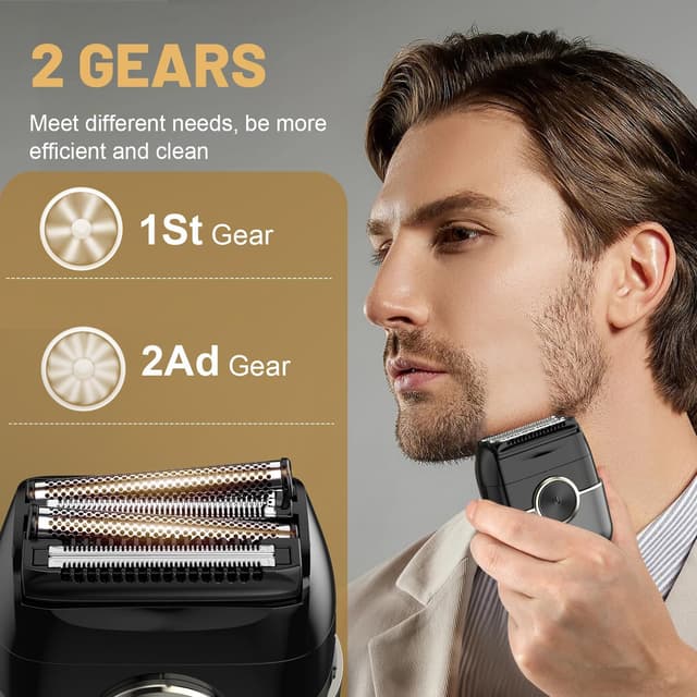 Detalle 2 de VitezTab Foil Shaver Electric Razor: Mini electric shaver with 4 floating blades, 2-speed control, IPX7 and USB-C