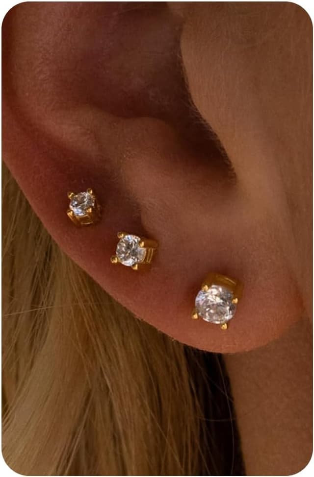 Detalle de BodyBonita Silber 925 Ohrringe Set 3‑Paar