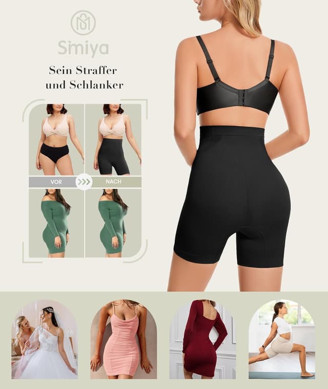Detalle de SIMIYA Bauchweg Unterhose für Damen mit hoher Taille – nahtlose Shapewear Miederhose mit Bein