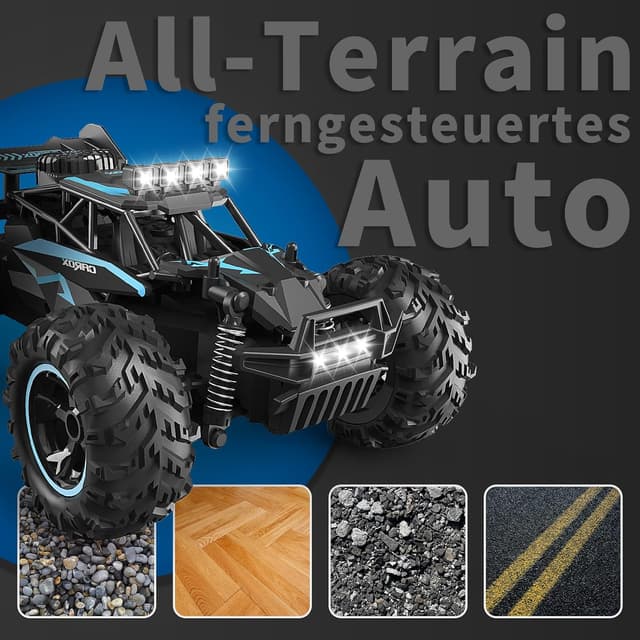 Detalle 2 de Carox ferngesteuertes Auto (2,4 GHz, 25 km/h) 1:18 Offroad-Monstertruck mit LED
