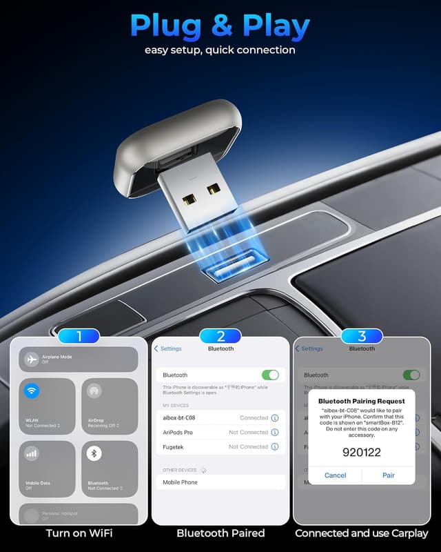 Thumbnail 2 de Wireless CarPlay Adapter Mini T-Shaped for iPhone