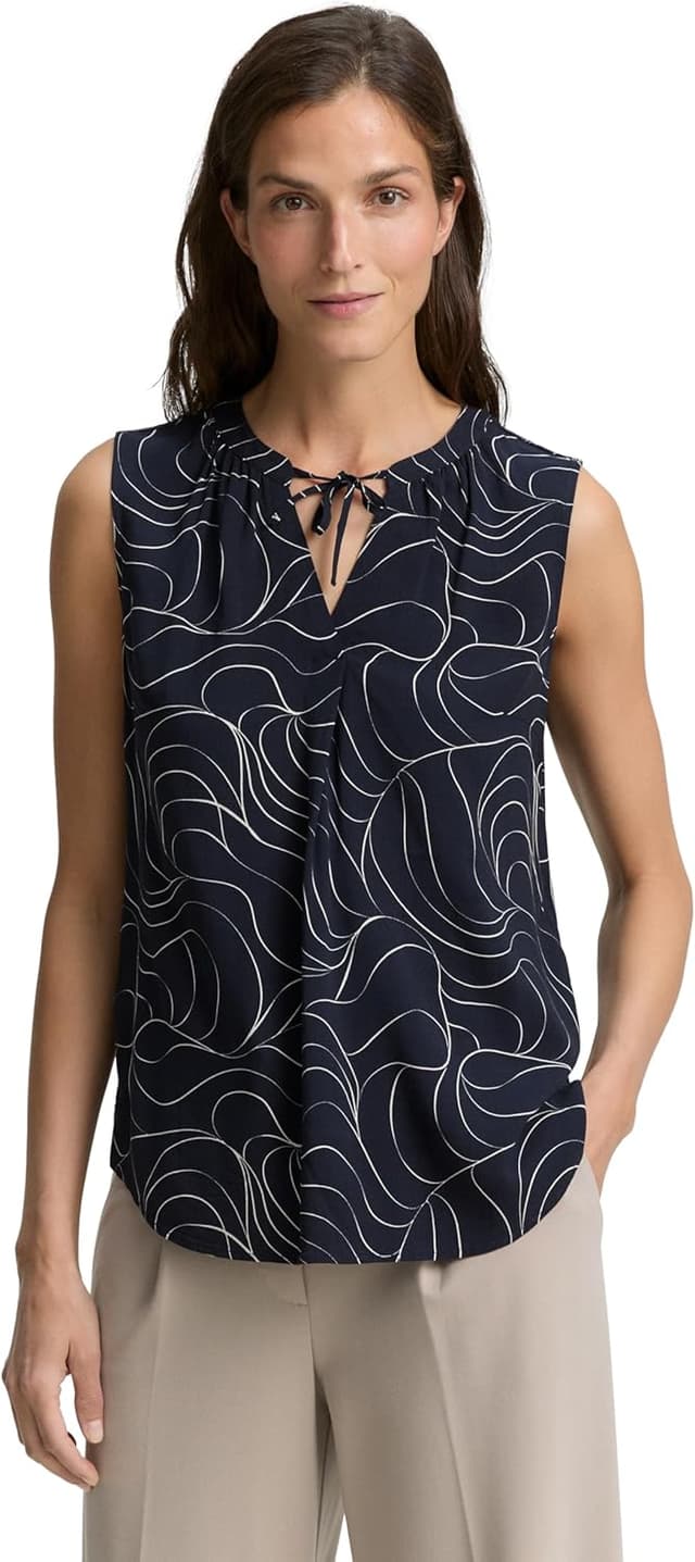 Detalle 2 de Tom Tailor camicia da donna in viscosa fluida con colletto a balze