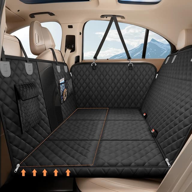 Detalle de Vinstatin Hundedecke für die Auto-Rückbank (132x66 cm) – wasserdicht, kratz- und reißfest mit Hartschalenboden