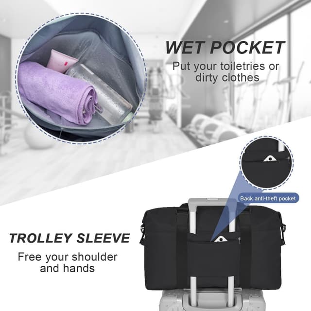 Detalle 2 de VMIKIV Sports Gym Bag women’s travel duffle bag with wet pocket, 27L capacity