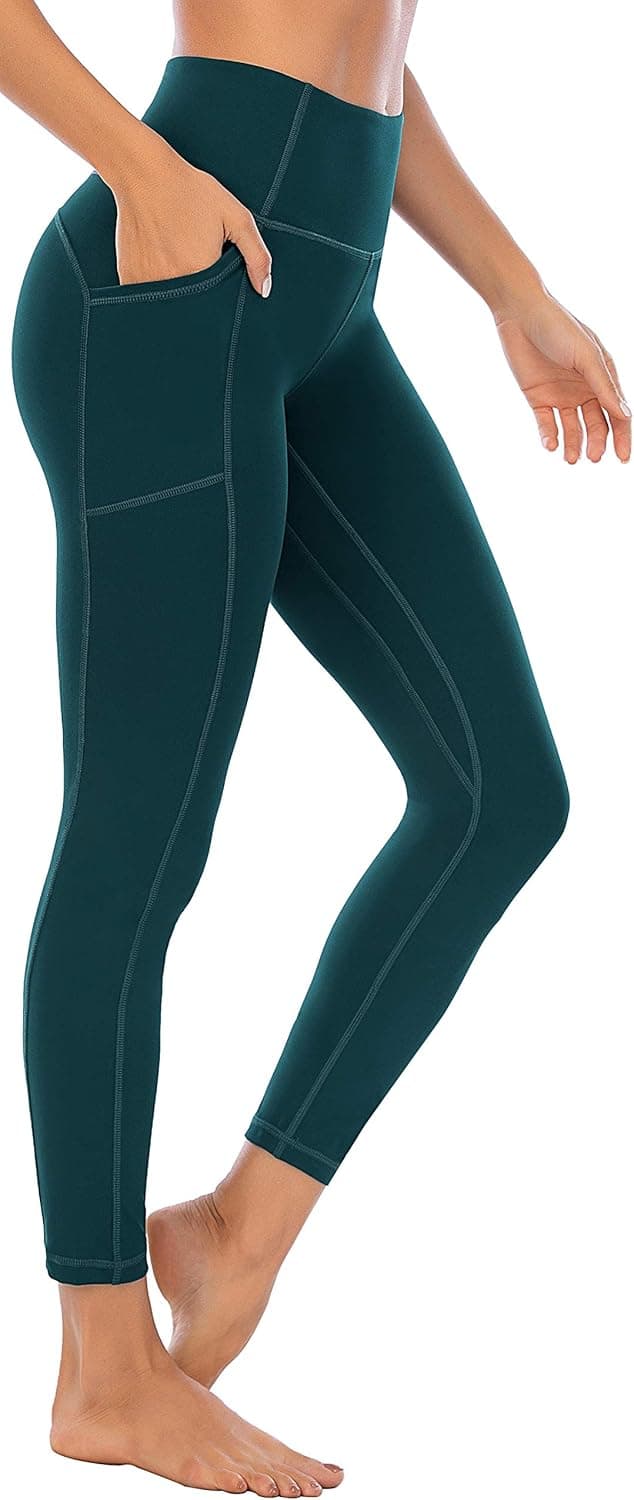 Detalle de OVRUNS High Waist Gym Leggings with Pockets — ribbed compression yoga & running leggings for women