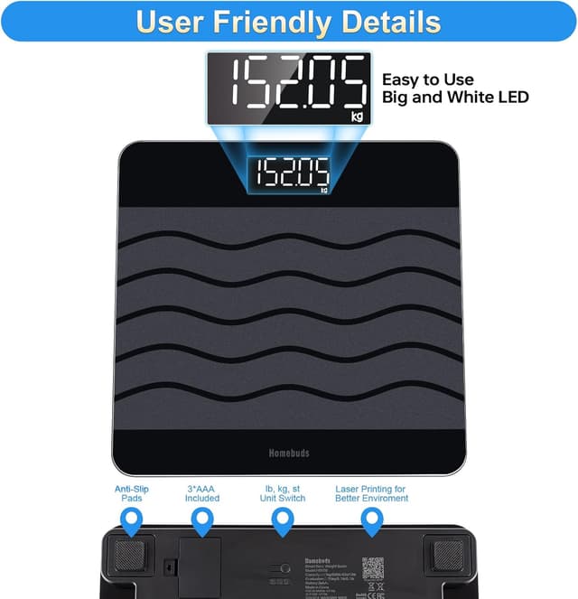 Thumbnail 4 de Homebuds 300kg Balance pèse-personne 300 kg 📏