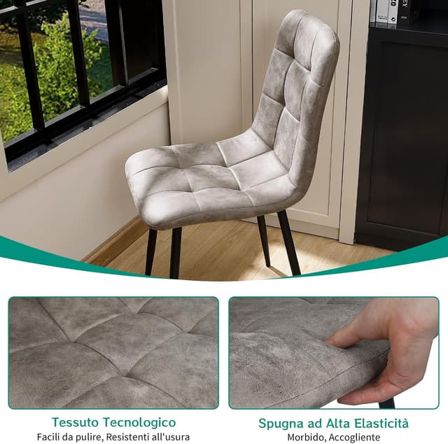 Detalle 1 de Set 4 sedie cucina JIJIAN tessuto tecnico